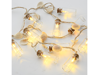 "GLASS BOTTLE - SHELL", 10 LED ΛΑΜΠΑΚΙΑ ΣΕΙΡΑ ΜΠΑΤΑΡΙΕΣ (2xAA), WW, IP20, 135+30cm, ΔΙΑΦ. ΚΑΛ. ΤΡΟΦ.