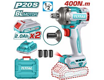 TOTAL  ΜΠΟΥΛΟΝΟΚΛΕΙΔΟ ΜΠΑΤ. Li-ion 20V / 2Ah / 400Nm / 2 ΜΠΑΤΑΡΙΕΣ (TIWLI2040E)