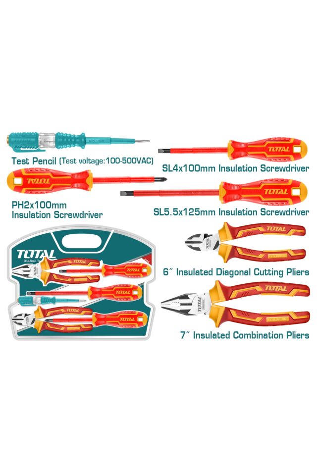 TOTAL ΣΕΤ ΕΡΓΑΛΕΙΑ ΧΕΙΡΟΣ 1000V 6ΤΕΜ (THKIST3062)