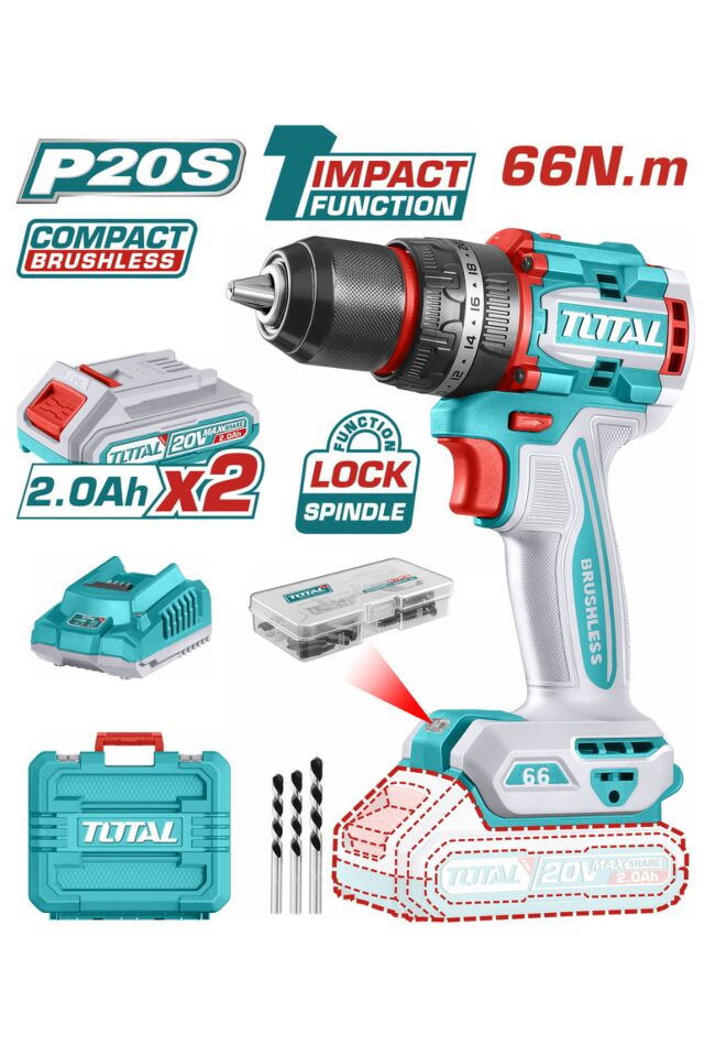 TOTAL ΔΡΑΠΑΝΟΚΑΤΣΑΒΙΔΟ ΜΠΑΤ. Li-ion 20V / 2Ah / 66Nm / 2 ΜΠΑΤ (TDLI20668)